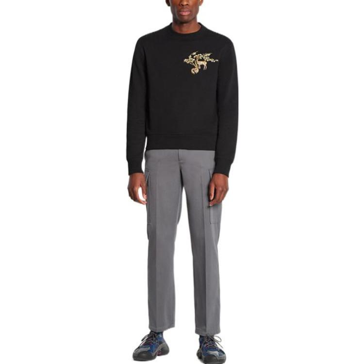 Lookbook Lanvin FW22 Sweatshirt Hitam Bordir Grafik Pullover. RM-SS0001-J005-A22