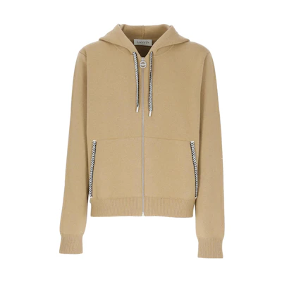 Lanvin FW22 Beige Solid Logo Zip-Up Hoodie Jacket RM-HO0007K2-04A2-205