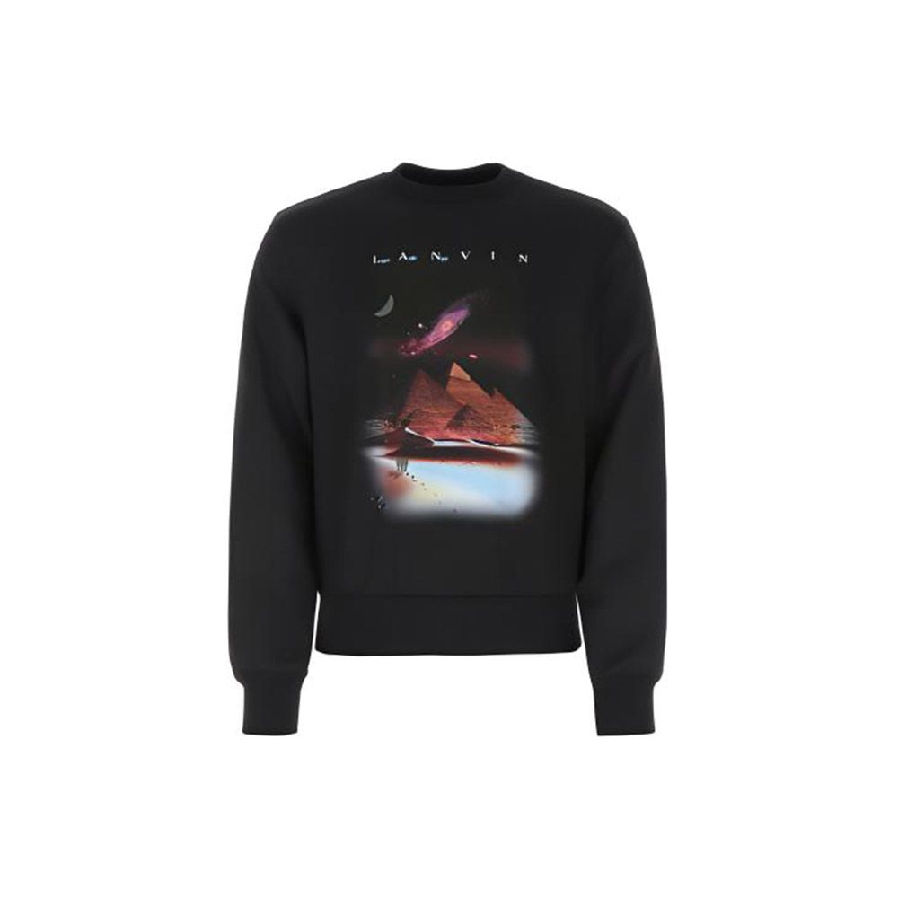 Lanvin FW22 Black Graphic Print Crewneck Long Sleeve Sweatshirt  Casual. RMSS00015050H2210