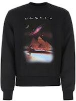 Lanvin FW22 Black Graphic Print Crewneck Long Sleeve Sweatshirt Casual. RMSS00015050H2210 Lanvin FW22 Black Graphic Print Crewneck Long Sleeve Sweatshirt Casual. RMSS00015050H2210