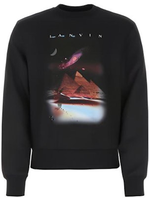 Lanvin FW22 Hitam Graphic Print Crewneck Lengan Panjang Sweatshirt Kasual. RMSS00015050H2210 Buy Lanvin FW22 Hitam Graphic Print Crewneck Lengan Panjang Sweatshirt Kasual. RMSS00015050H2210