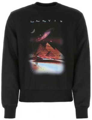 Lanvin FW22 Hitam Graphic Print Crewneck Lengan Panjang Sweatshirt Kasual. RMSS00015050H2210 Order Lanvin FW22 Hitam Graphic Print Crewneck Lengan Panjang Sweatshirt Kasual. RMSS00015050H2210