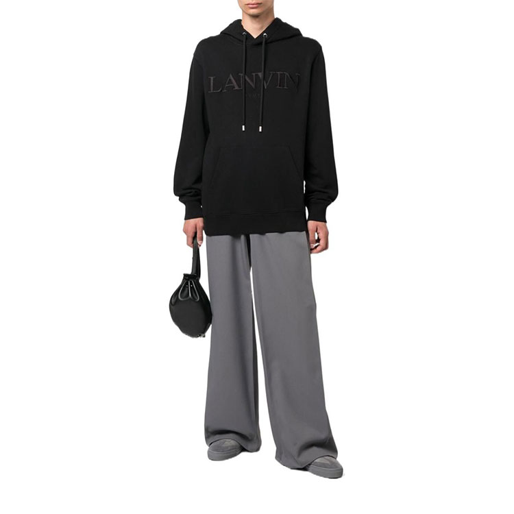 Shop Sudadera Negra Lanvin FW22 con Logo Bordado Colección Otoño. RM-HO0010J2-10A2-210