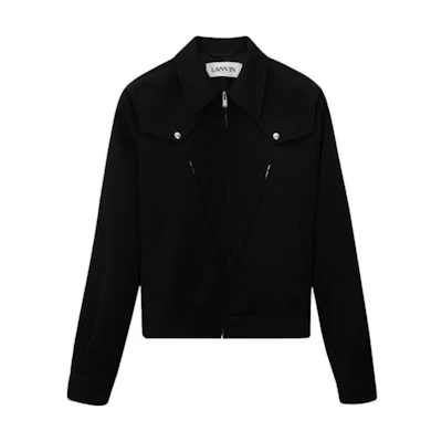 Lanvin FW22 Black Solid Zipper Collared Jacket RM-JA0007-4885-H22