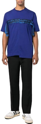 Lanvin FW22 Blue Letter Logo Embroidered Fringe Detail Crewneck T-Shirt Men. RMTS0006J018H22214 Lookbook Lanvin FW22 Blue Letter Logo Embroidered Fringe Detail Crewneck T-Shirt Men. RMTS0006J018H22214