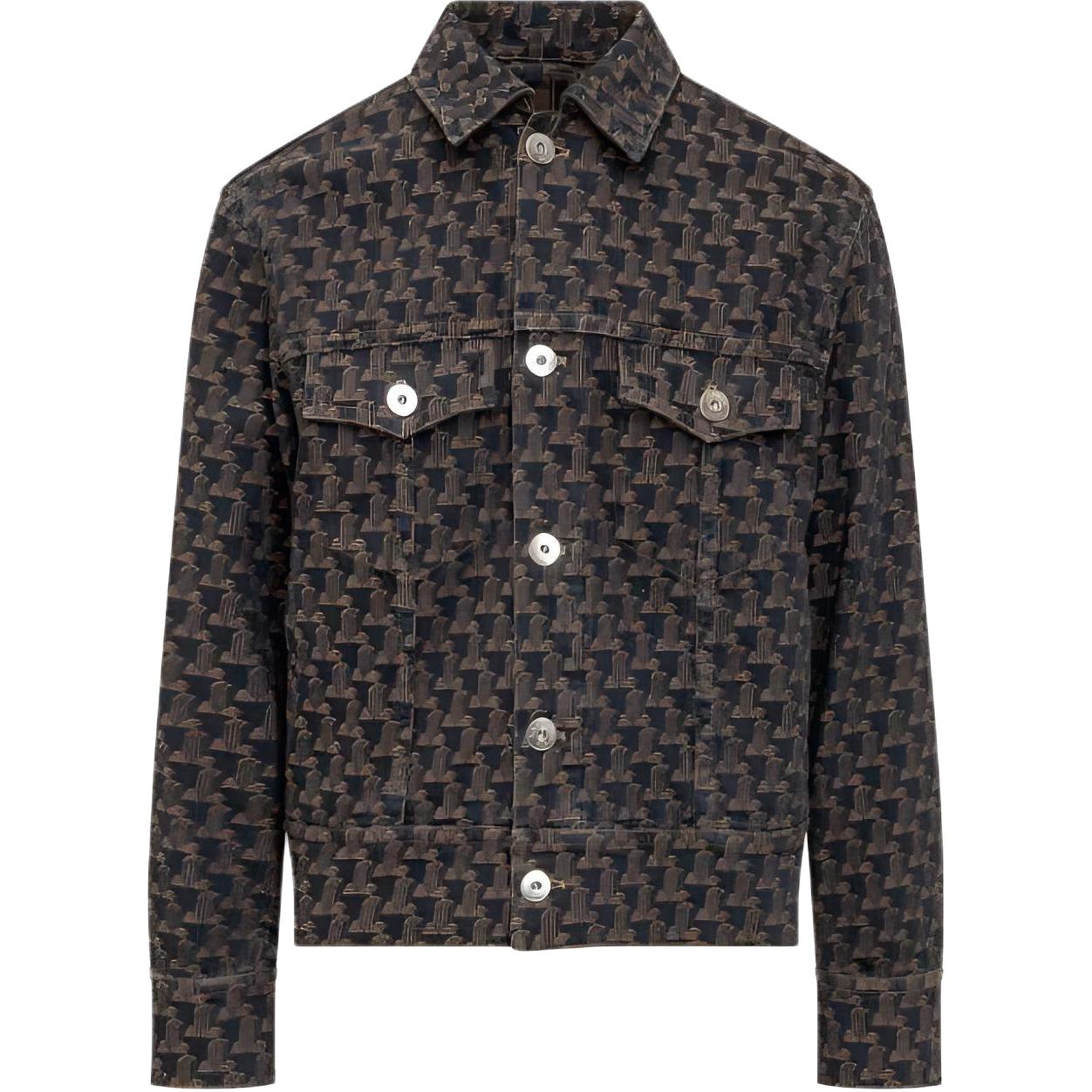 Lanvin FW22 Brown Pattern Full-Print Button-Up Jacket for Men RM-JA0135-D046-A22081