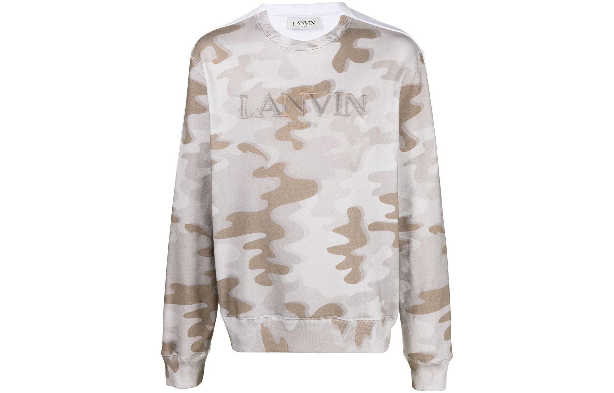 Lanvin FW22 Camouflage Logo Embroidered Panel Hoodie White RM-SS0001-J018-A225