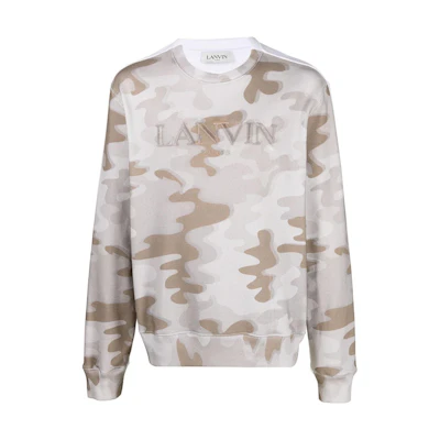 Lanvin FW22 Camouflage Logo Embroidered Panel Hoodie White RM-SS0001-J018-A225