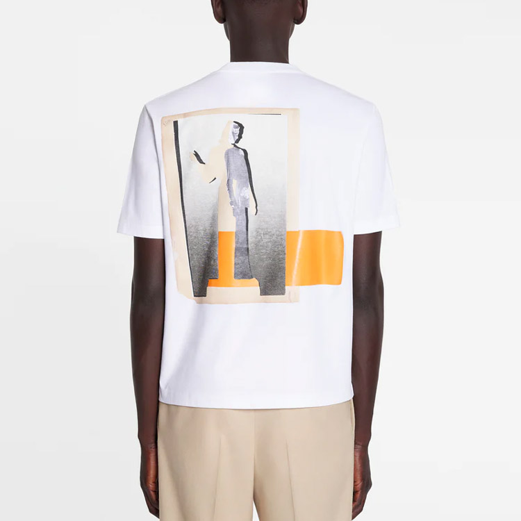 Shop Camiseta Lanvin FW22 Cuello Redondo Manga Corta Estampada Blanca RM-TS0005-J002-P2301