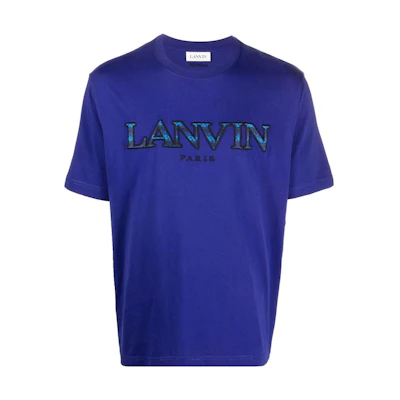 Lanvin FW22 Embroidered Logo Crewneck T-Shirt Blue - RM-TS0005-J207-H22214