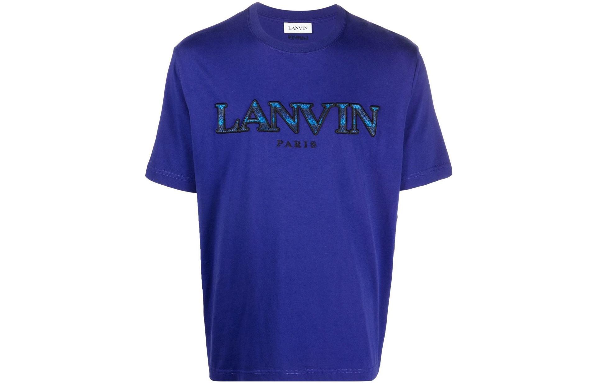 Order Lanvin FW22 Kaos Crewneck Logo Bordir Biru RM-TS0005-J207-H22214