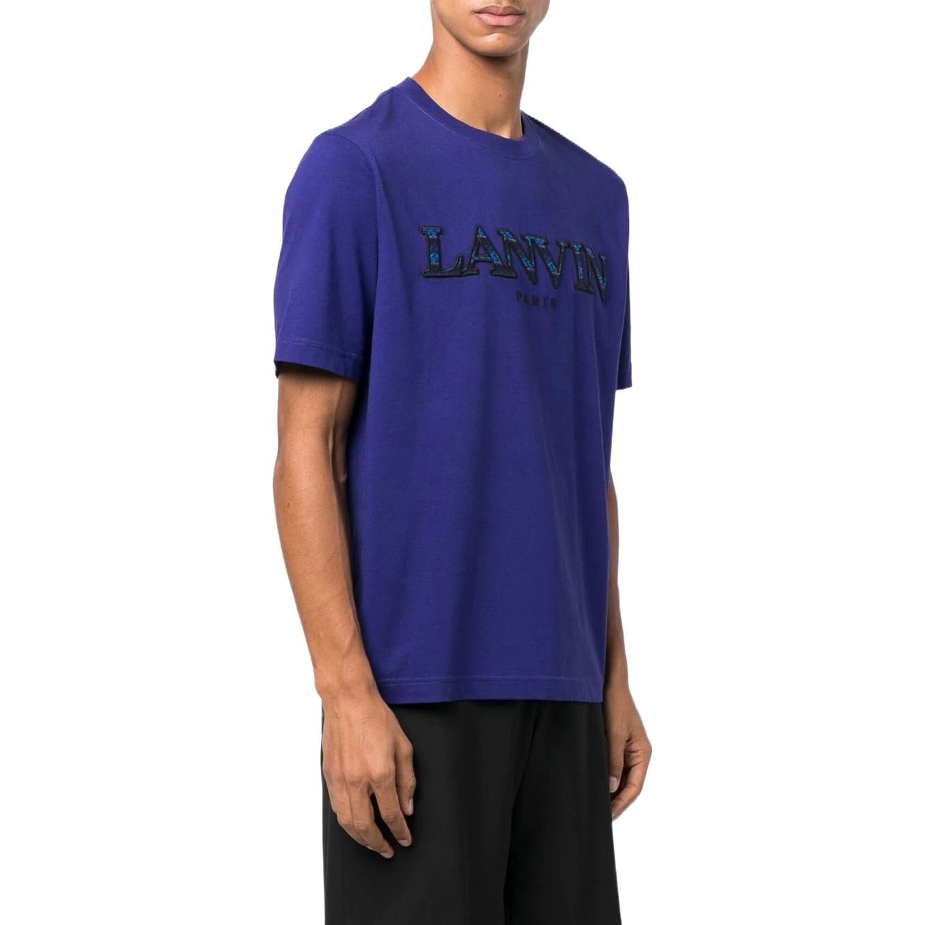 Purchase Lanvin FW22 Kaos Crewneck Logo Bordir Biru RM-TS0005-J207-H22214