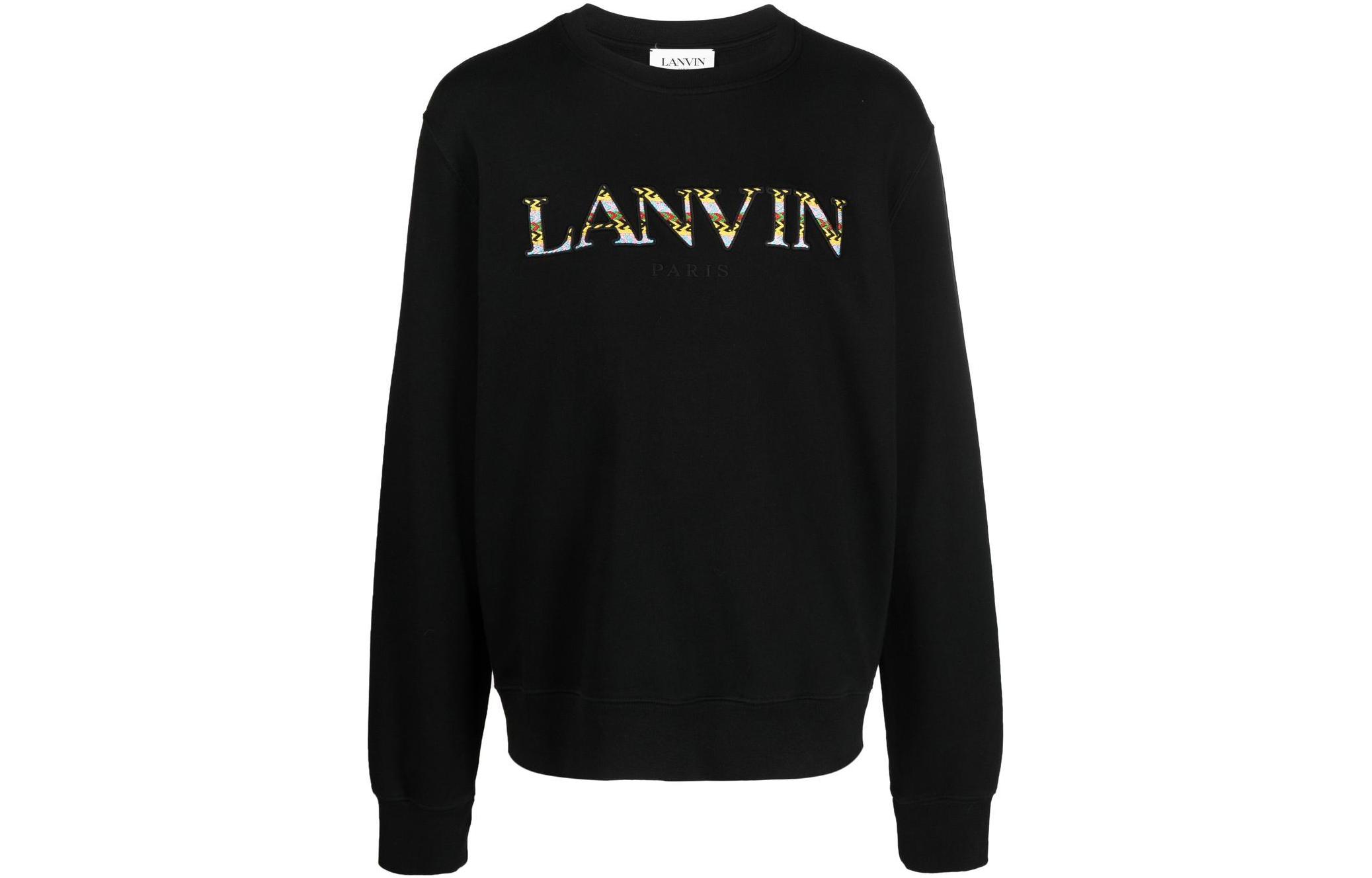 Lanvin FW22 Embroidered Logo Pullover Sweatshirt Black RMSS0001J209H2210