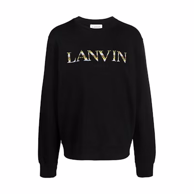 Lanvin FW22 Embroidered Logo Pullover Sweatshirt Black RMSS0001J209H2210