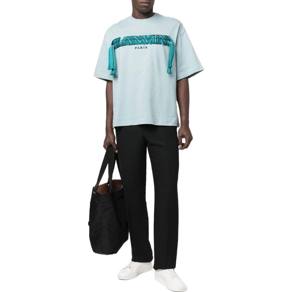 Lookbook Lanvin FW22 Kaos Pendek Crewneck Rumbai Detail Hijau Muda. RM-TS0009J1-98A2-217