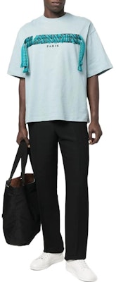 Lanvin FW22 Baju-T Crewneck Lengan Pendek Hijau Muda dengan Hiasan Rumbai. RM-TS0009J1-98A2-217 Lookbook Lanvin FW22 Baju-T Crewneck Lengan Pendek Hijau Muda dengan Hiasan Rumbai. RM-TS0009J1-98A2-217