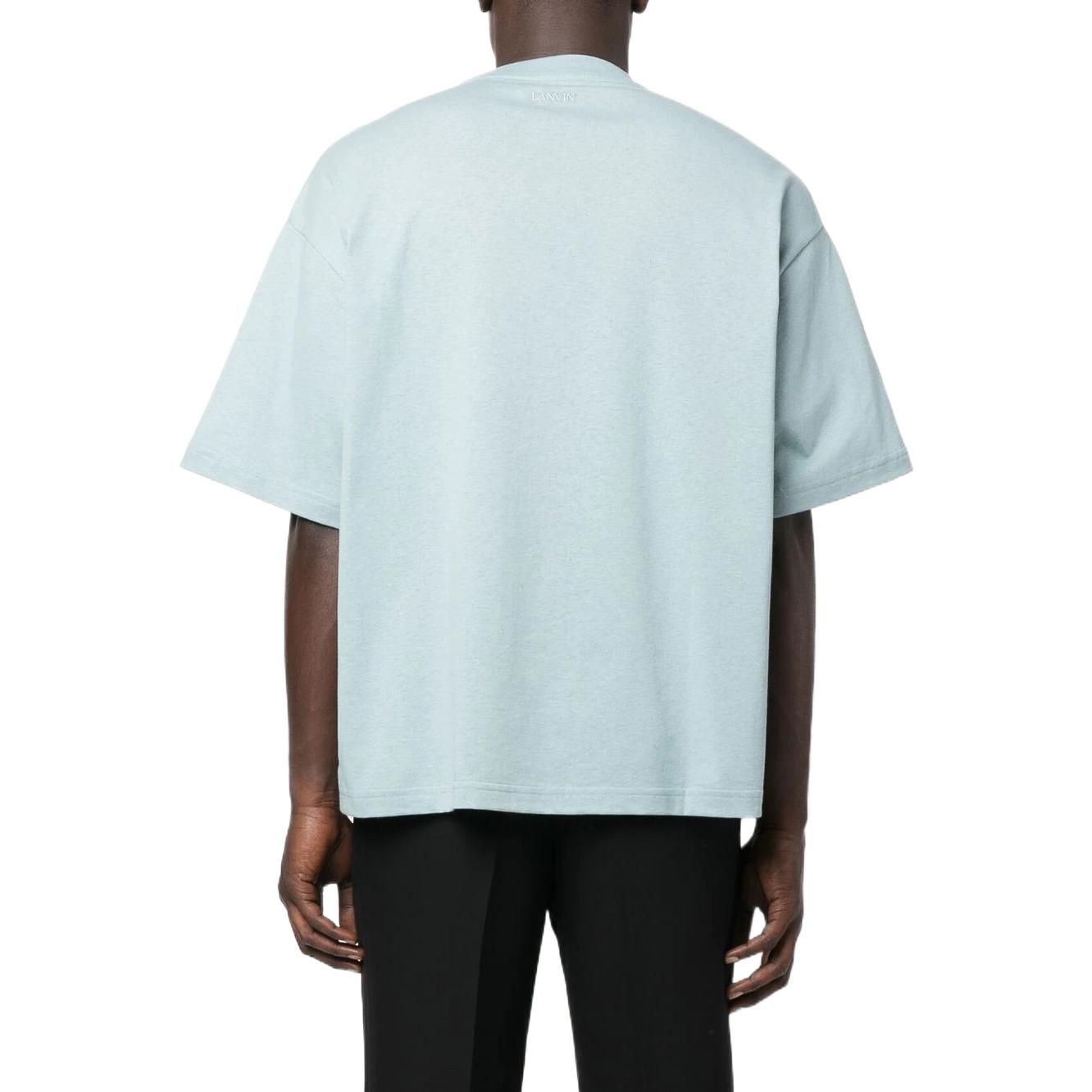 Shop Lanvin FW22 Kaos Pendek Crewneck Rumbai Detail Hijau Muda. RM-TS0009J1-98A2-217