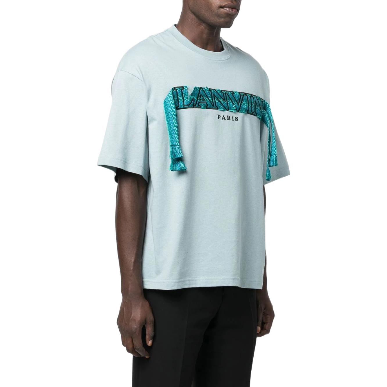 Purchase Lanvin FW22 Kaos Pendek Crewneck Rumbai Detail Hijau Muda. RM-TS0009J1-98A2-217