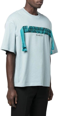 Lanvin FW22 Baju-T Crewneck Lengan Pendek Hijau Muda dengan Hiasan Rumbai. RM-TS0009J1-98A2-217 Purchase Lanvin FW22 Baju-T Crewneck Lengan Pendek Hijau Muda dengan Hiasan Rumbai. RM-TS0009J1-98A2-217