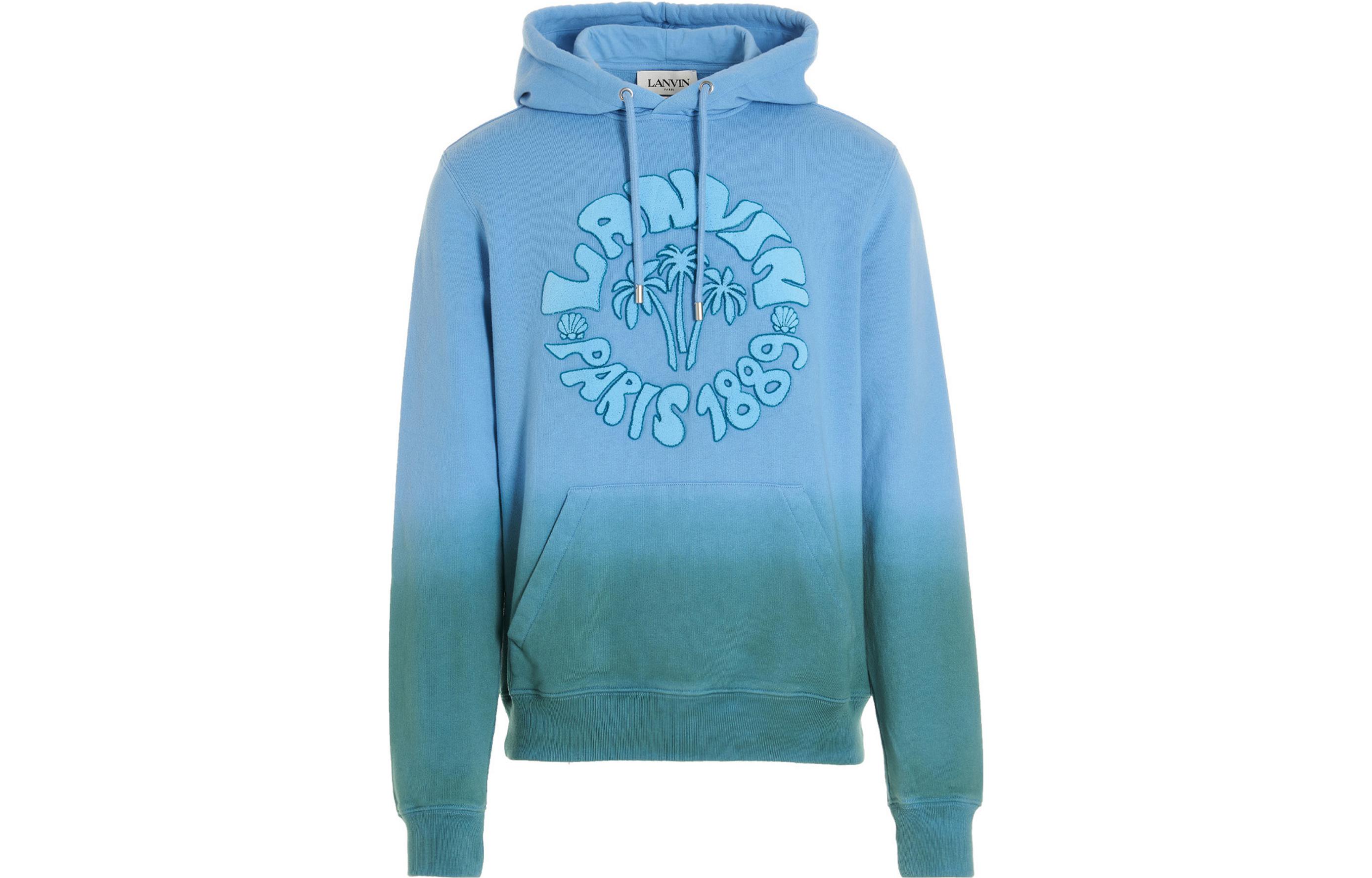 Lanvin FW22 Gradient Logo Cartoon Embroidered Hoodie Blue RM-HO0010-J014-280