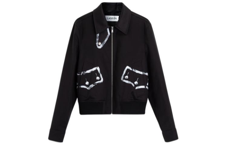 Lanvin FW22 Graffiti Design Long Sleeve Jacket Black Menswear RM-JA0128-5391-A22