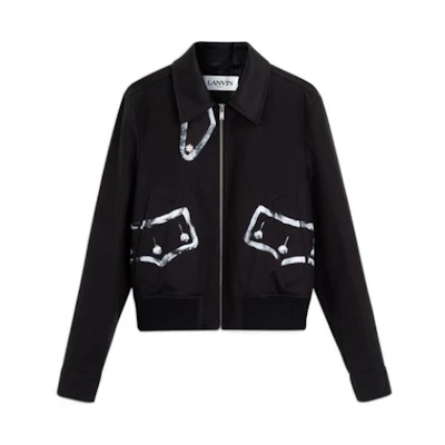 Lanvin FW22 Graffiti Design Long Sleeve Jacket Black Menswear RM-JA0128-5391-A22