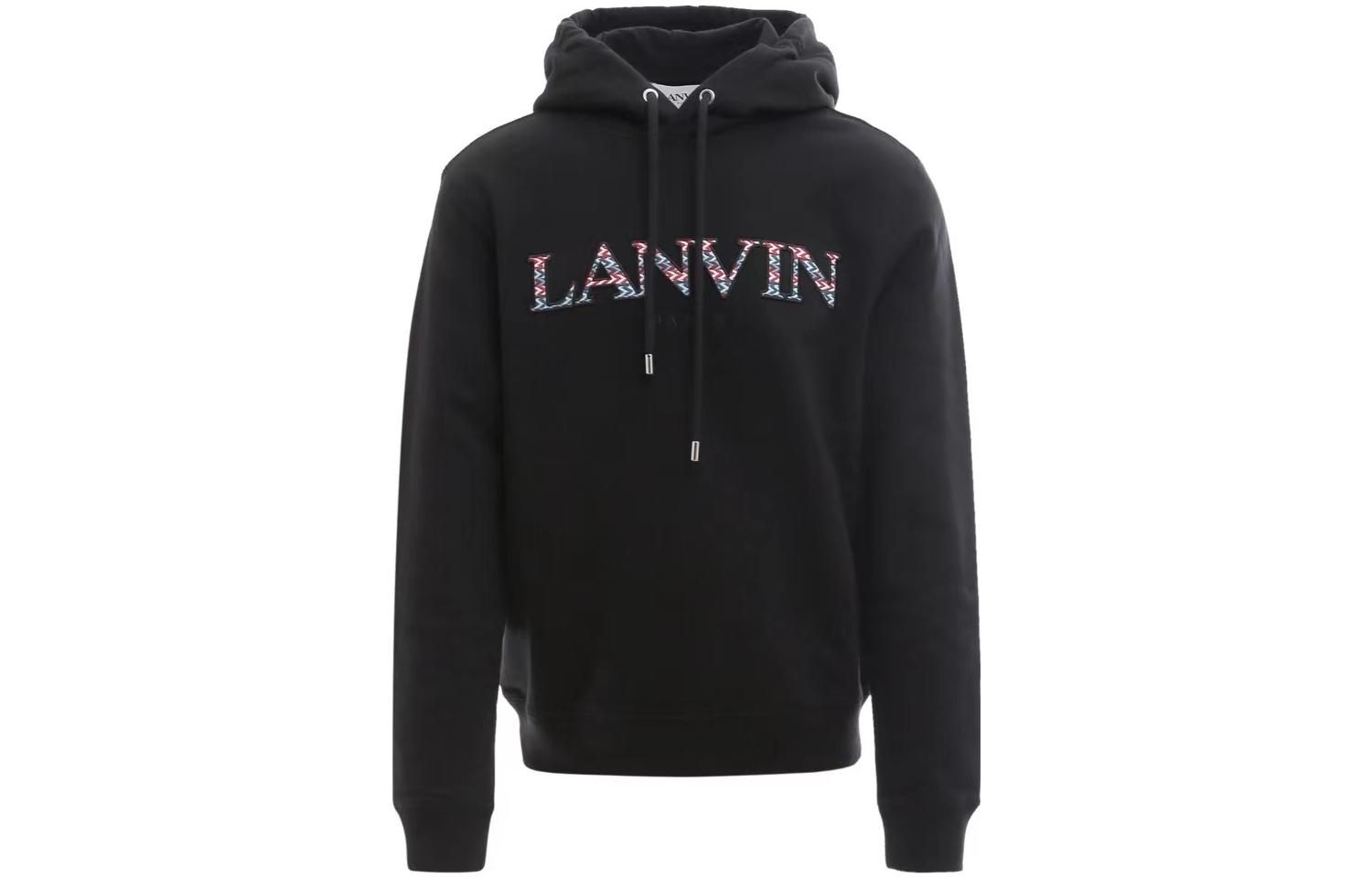 Lanvin FW22 Logo Embroidered Drawstring Hoodie Black RM-HO00-10J20-910