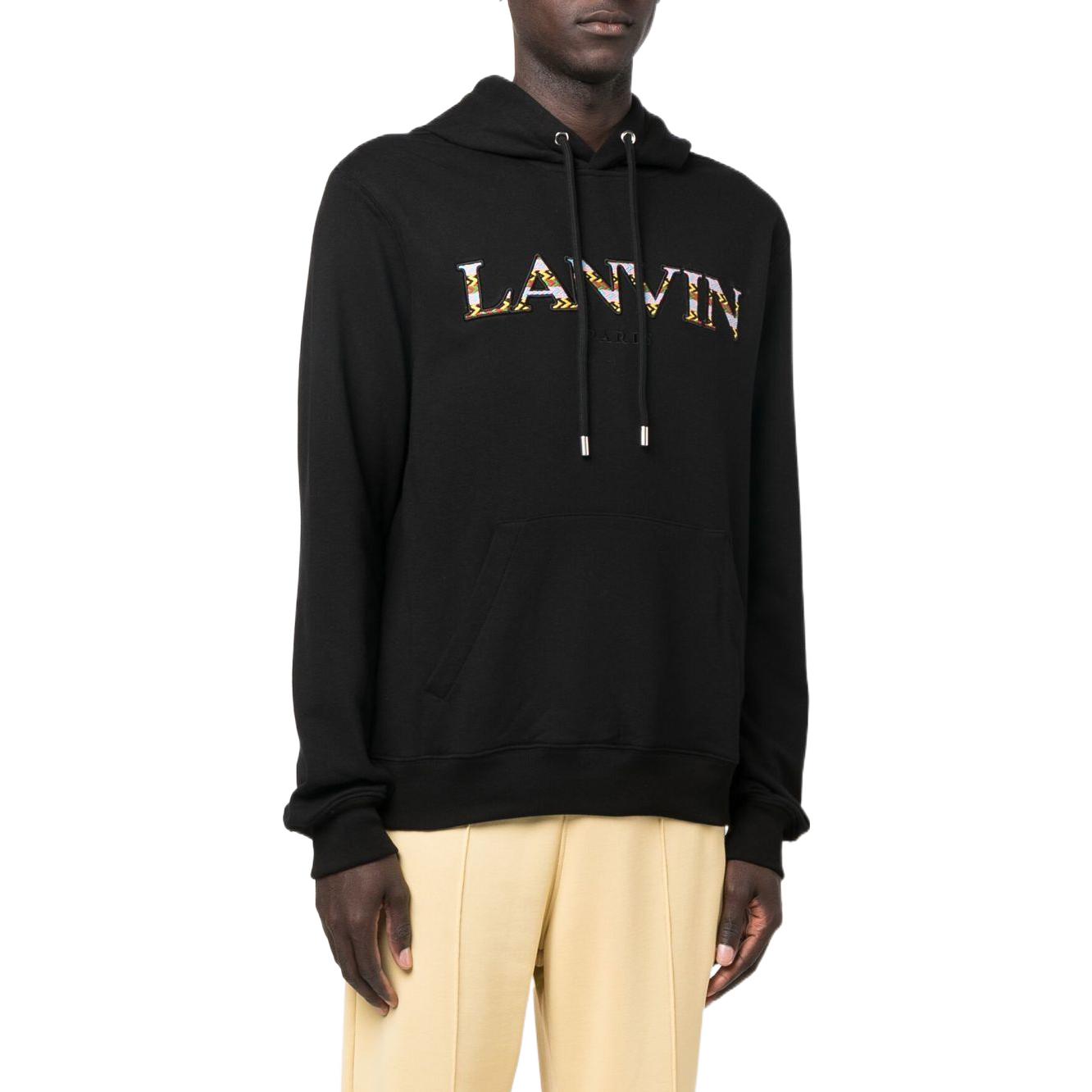 Details for Lanvin Hoodie Hitam FW22 Logo Bordir Drawstring RM-HO00-10J20-910