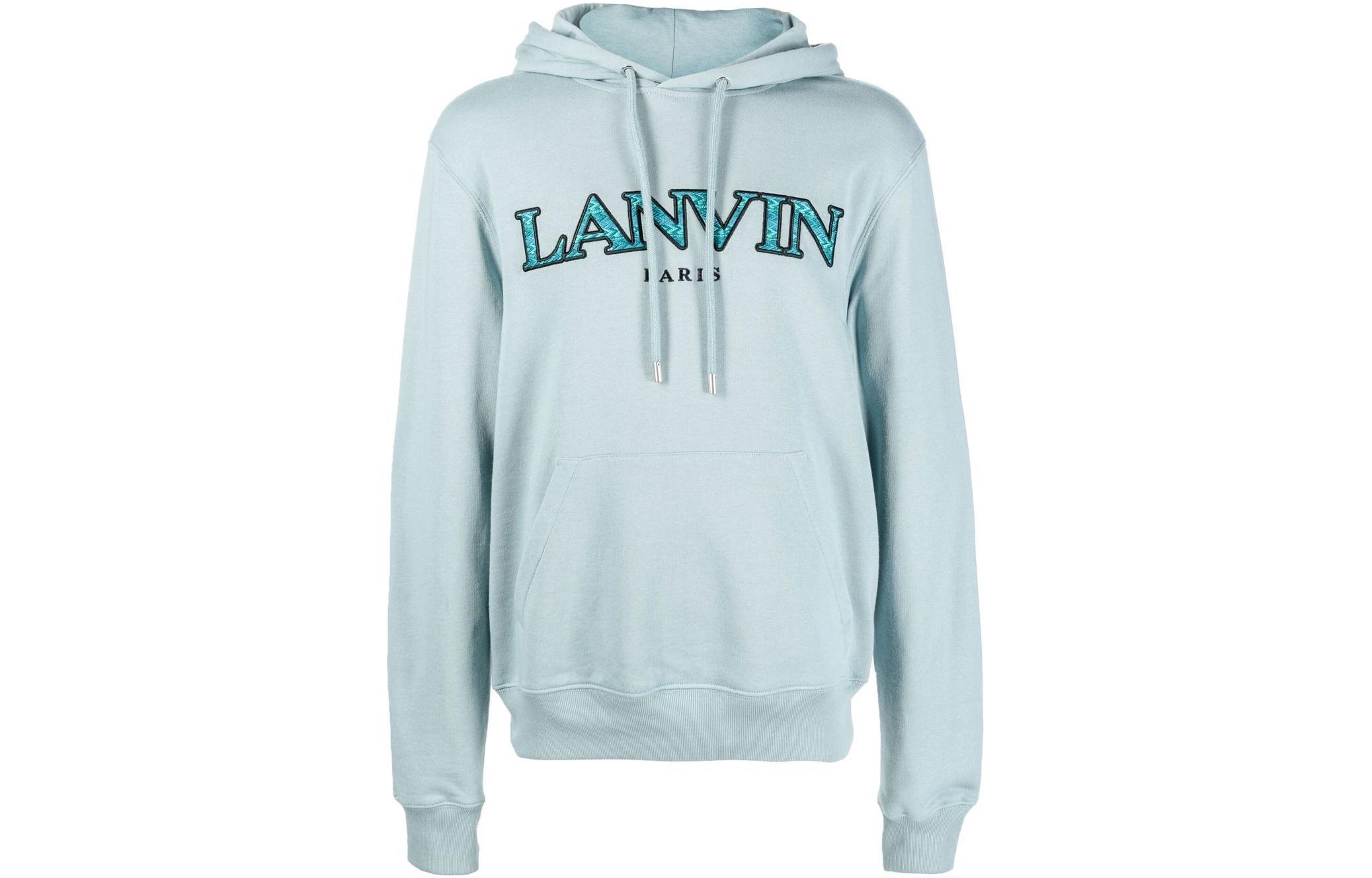Lanvin FW22 Logo Embroidered Hoodie Blue-Grey Autumn Season RM-HO0010J2-09A2-217