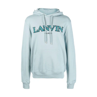Lanvin FW22 Logo Embroidered Hoodie Blue-Grey Autumn Season RM-HO0010J2-09A2-217
