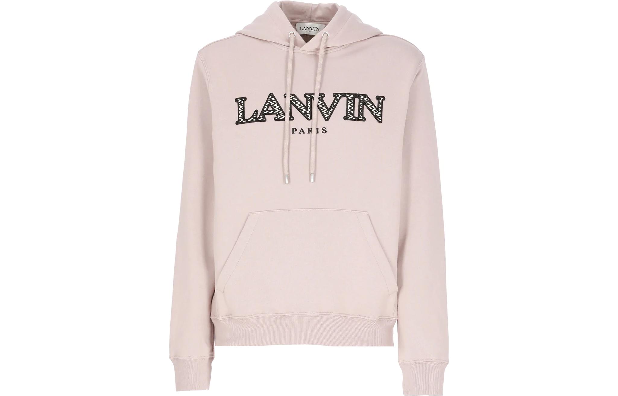 Lanvin FW22 Logo Embroidered Pink Hoodie for Men. RM-HO0010J2-09A2-251