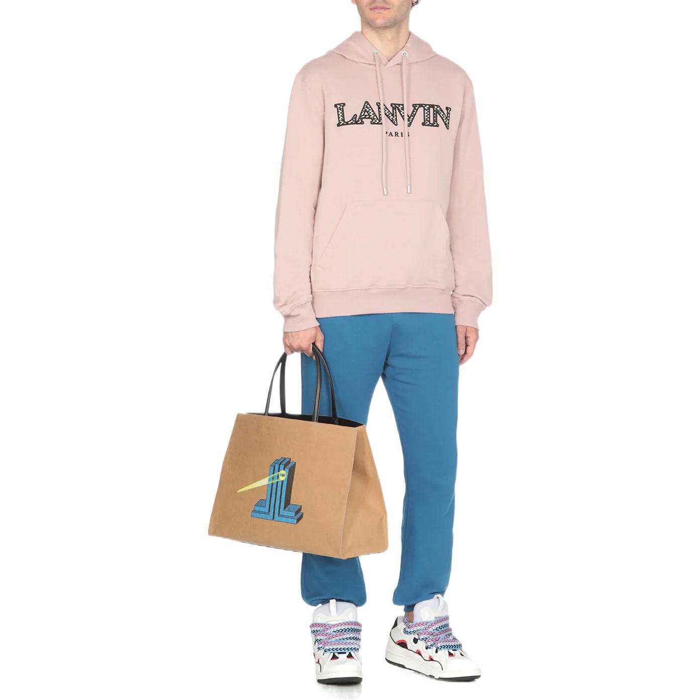 Lookbook Lanvin 2022秋冬男士粉色刺绣Logo连帽衫。 RM-HO0010J2-09A2-251