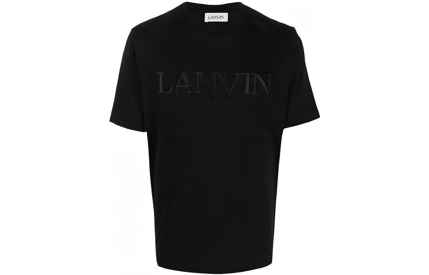 Lanvin FW22 Logo Embroidered Print Crewneck Short Sleeve T-Shirt Black RM-TS0005-J208-A2210