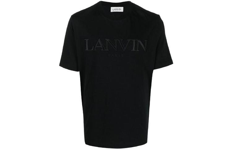 Order Lanvin FW22 Kaos Pendek Crewneck Hitam Dengan Bordir Logo. RM-TS0005-J208-A2210