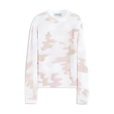 Lanvin FW22 Logo Print Long-Sleeve Sweatshirt Men’s Beige RM-SS0001-J018-A22