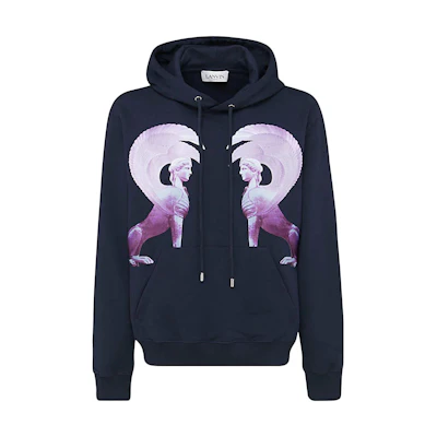 Lanvin FW22 Pattern Print Pullover Hoodie Blue - . RMHO0010J210241