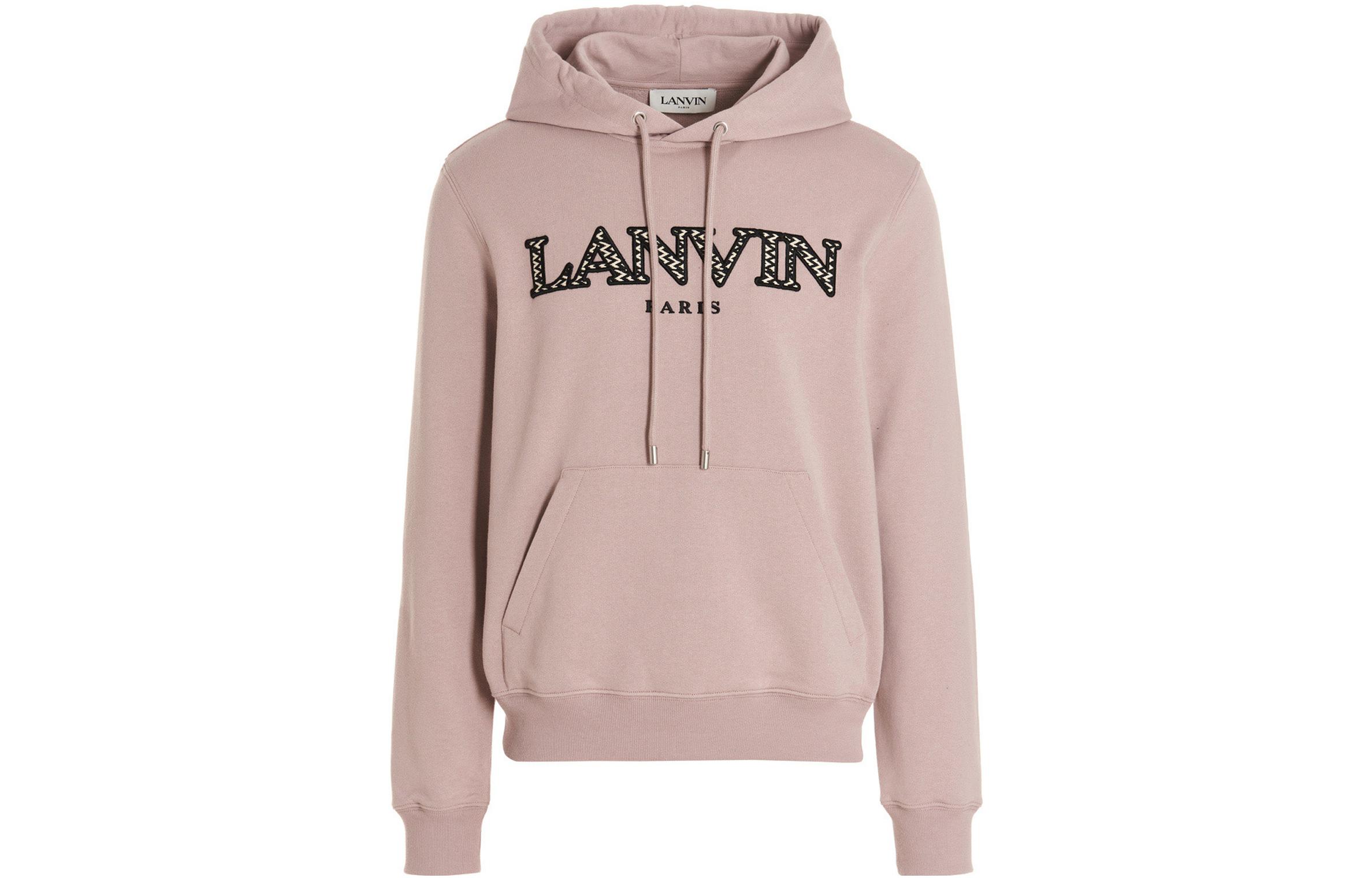 Lanvin FW22 Pink Logo Embroidered Pullover Hoodie Fall Edition RM-HO001-0J20-951