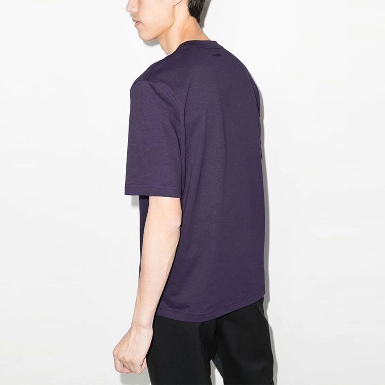Shop Lanvin FW22 Ungu Crewneck Bercetak Huruf T-Shirt Lengan Pendek. RM-TS0005-J260-E22
