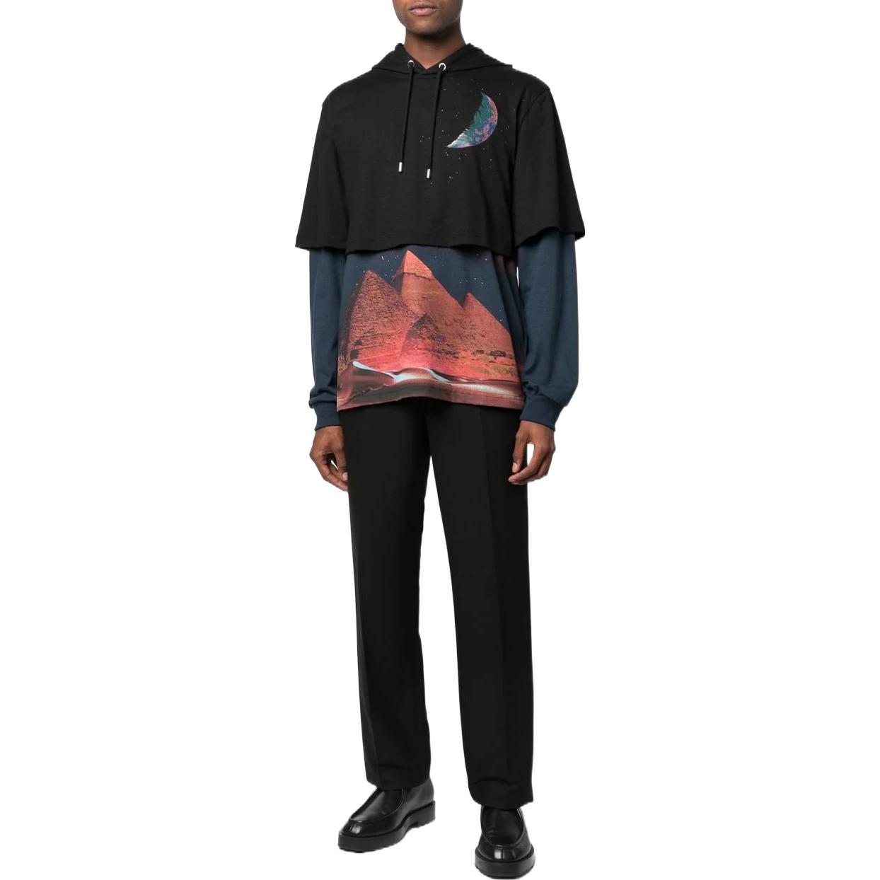 Lookbook Lanvin FW22 Pyramid Print Layered Pullover Sweatshirt Men’s Black RMHO0005J040H22