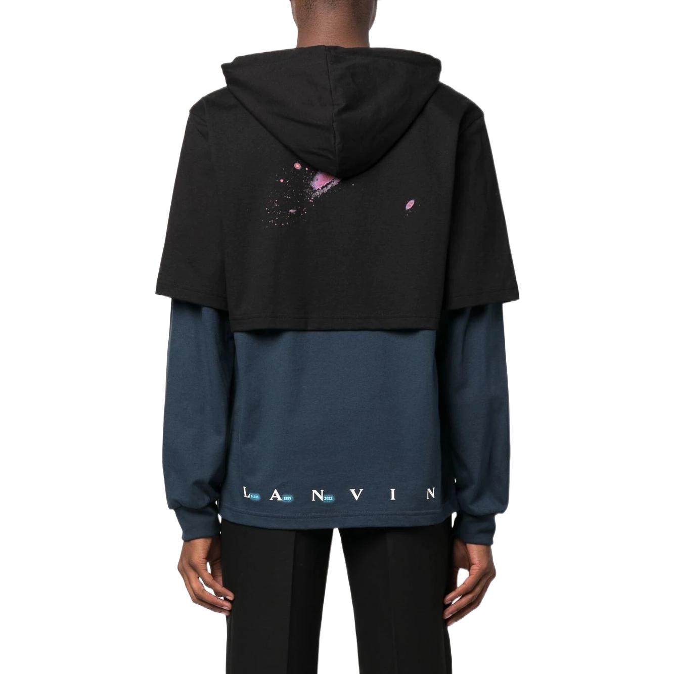 Shop Lanvin FW22 Pyramid Print Layered Pullover Sweatshirt Men’s Black RMHO0005J040H22