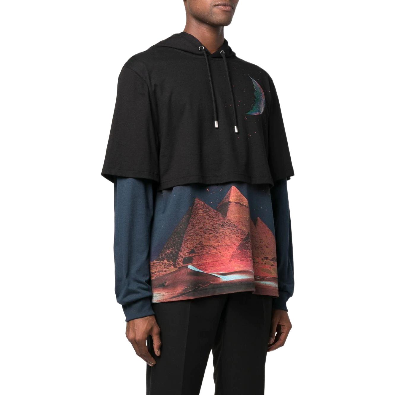 Purchase Lanvin FW22 Pyramid Print Layered Pullover Sweatshirt Men’s Black RMHO0005J040H22