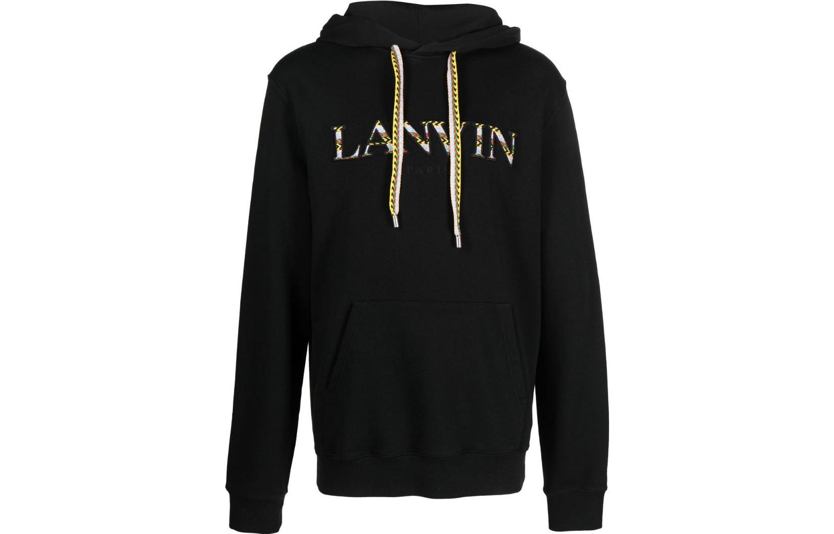 Lanvin FW22 Slim Fit Logo Embroidered Hoodie Black RMHO0010J209H2210