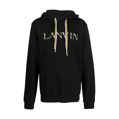 Lanvin FW22 Slim Fit Logo Embroidered Hoodie Black RMHO0010J209H2210