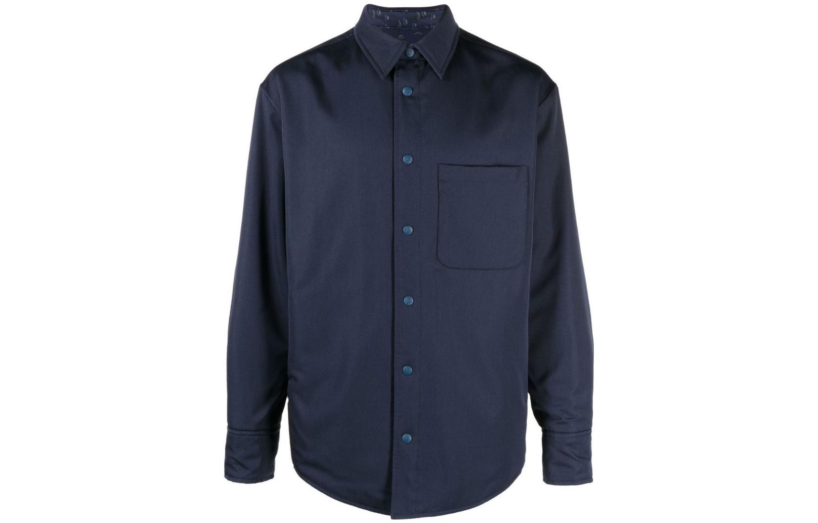 Lanvin FW22 Solid Single-Breasted Collar Jacket Blue Coat RM-JA0016-4576-A22