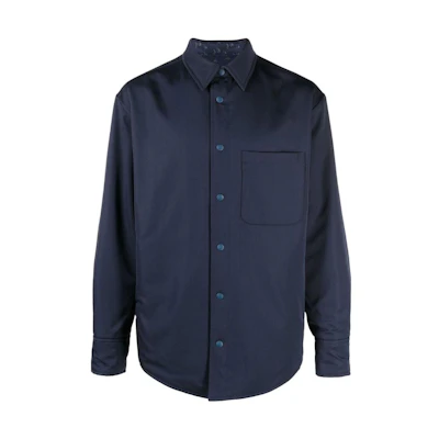 Lanvin FW22 Solid Single-Breasted Collar Jacket Blue Coat RM-JA0016-4576-A22