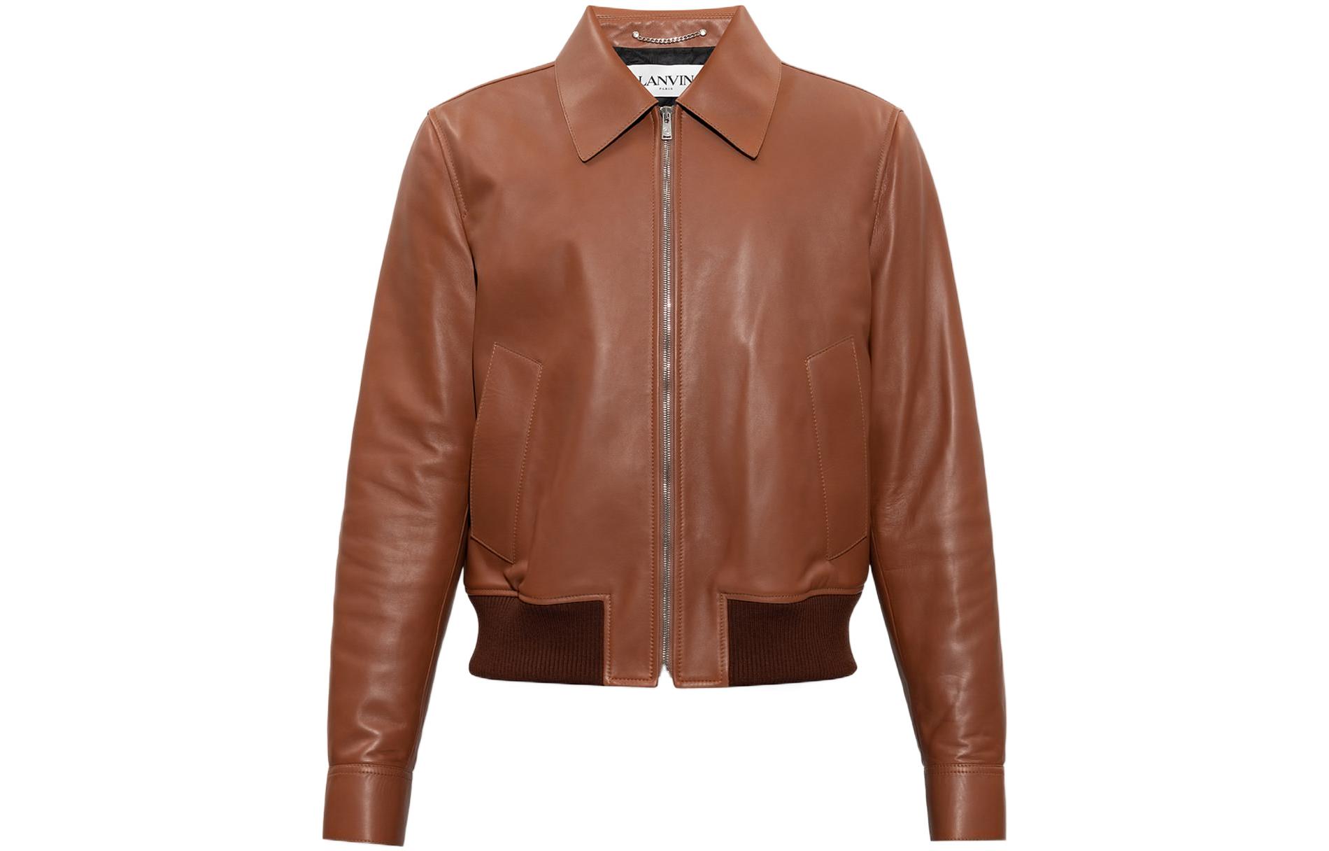 Lanvin FW22 Solid Zip-Up Collar Jacket Camel Brown RM-JA0228-L012-A22