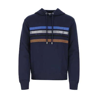 Lanvin FW22 Striped Logo Embroidered Pullover Hoodie Blue - Edition RM-HO0001J0-07A2-229