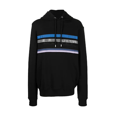 Lanvin FW22 Striped Logo Embroidered Pullover Sweatshirt Black Mens RMHO-0001J00-7A22-10