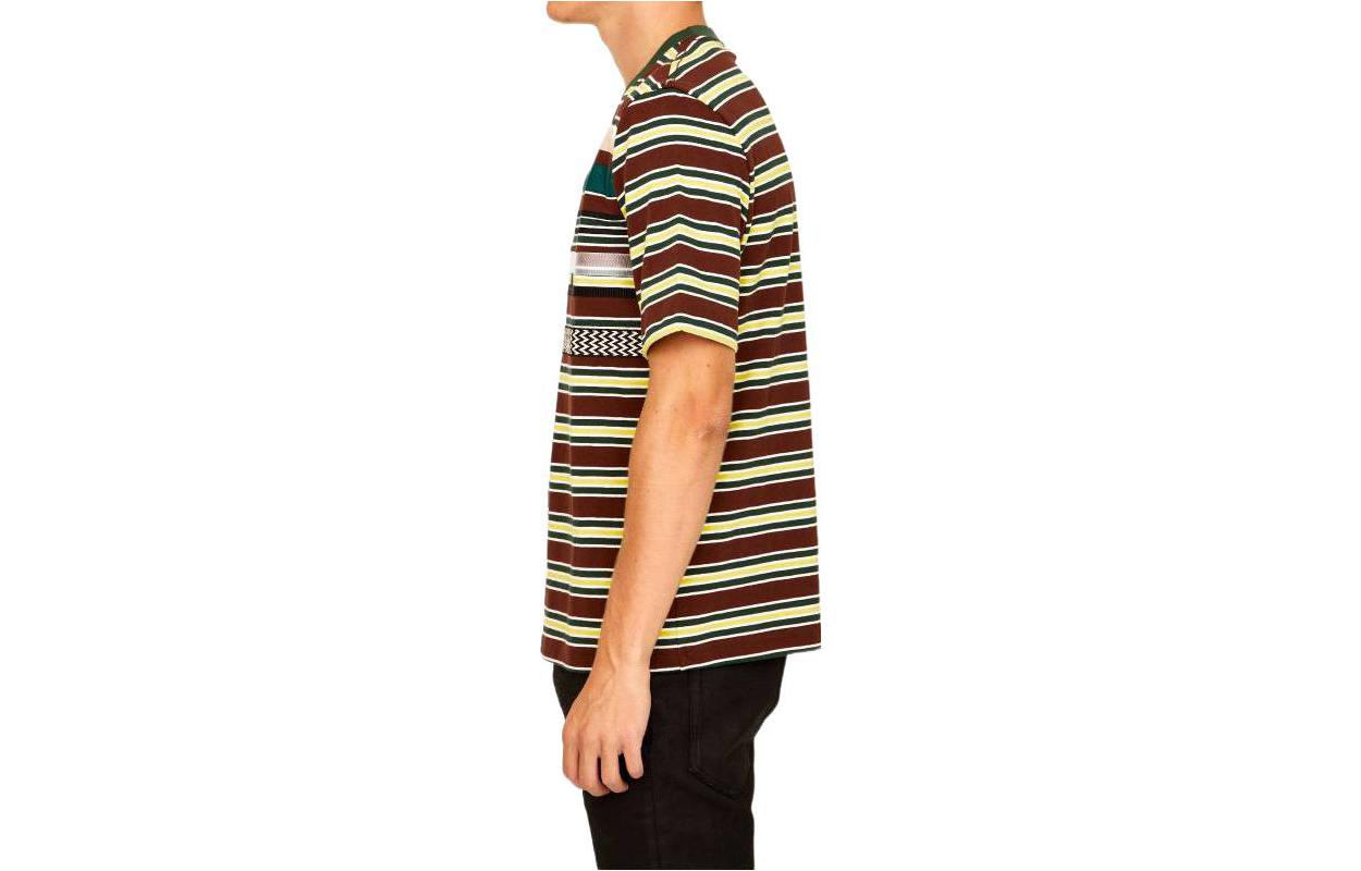Shop Lanvin FW22 Striped Logo Print Crewneck Short Sleeve T-Shirt Men Multicolor RM-TS0005-5433-A226080