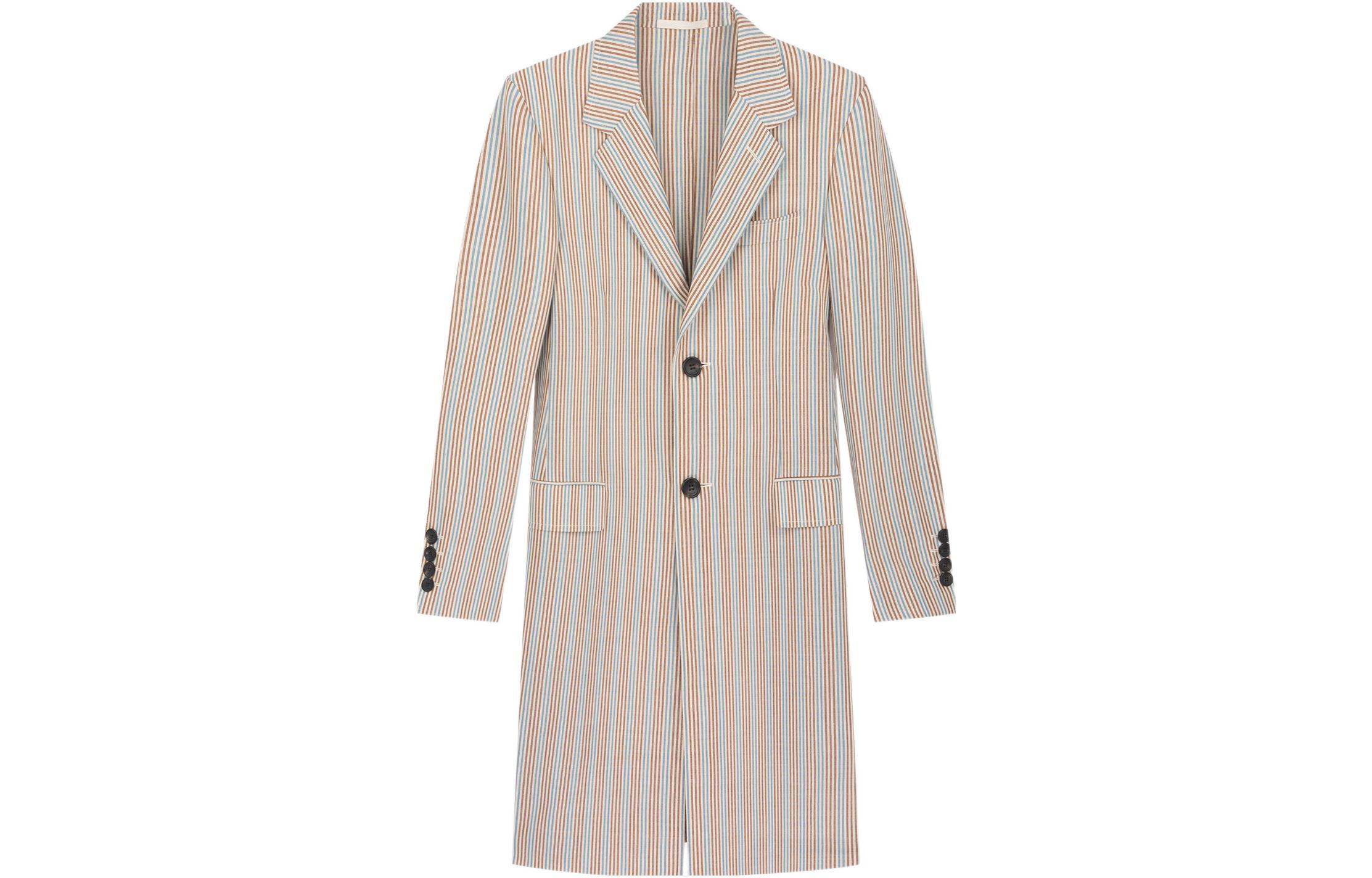 Order Lanvin FW22 Striped Notch-Lapel Single-Breasted Coat Men Multicolor RM-CO0078-4354E-20662